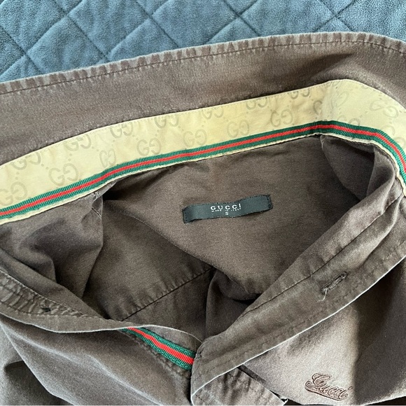 Gucci Shirt Men’s Small Vintage Brown Button Up Short Sleeve B17 - Picture 11 of 11